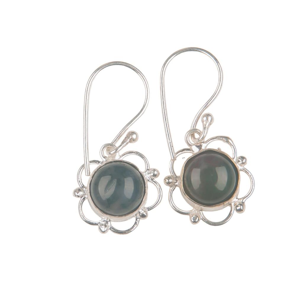 Natural Moss Agate Gemstone 925 Sterling Silver Jewelry Earrings Gift For Wife EE-56-32
