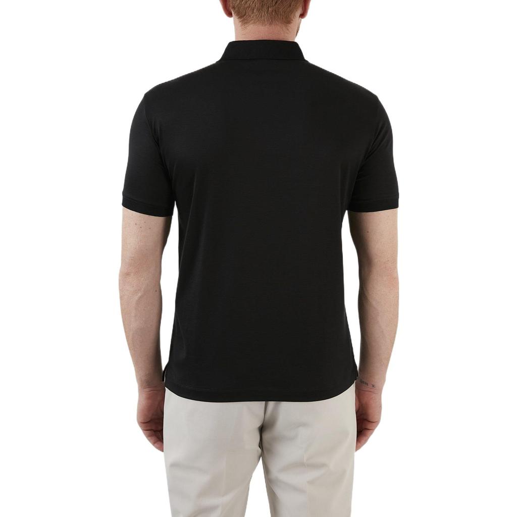 Emporio Armani Ss22 Solid Color Logo Patch Loose Casual Short Sleeve Polo Shirt Men Polo Shirts Black 3L1FAL-1JUVZ-0999