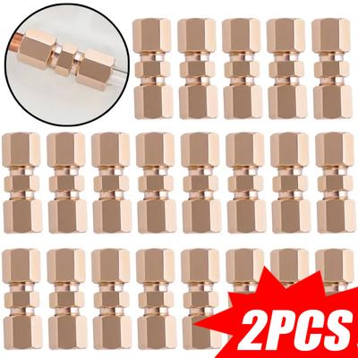 Car Oil Pipe Brass Connector Brake Hose Waterproof Fittings 3/16" Orifice Brass Compression Fitting Straight Union Connector