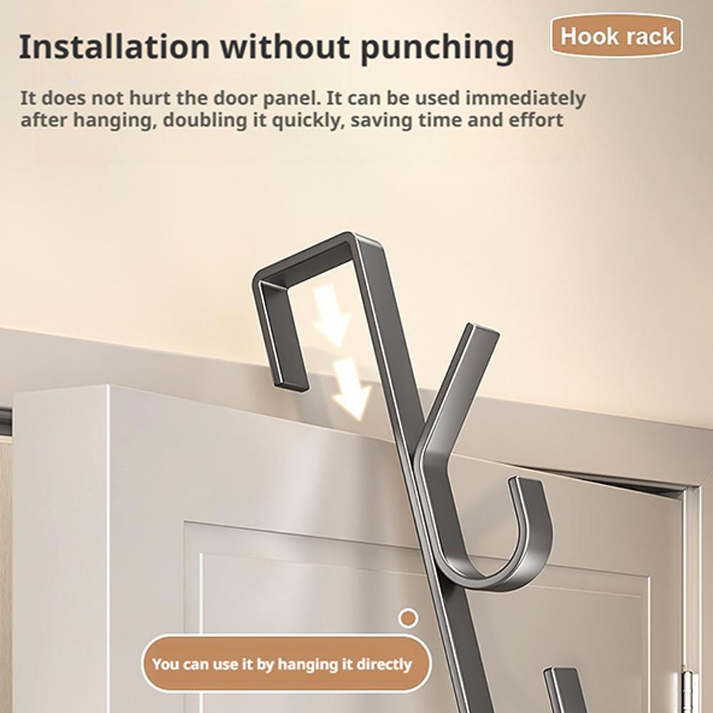 Door Hanging Hook Free-Punch Metal Over Door Rack Coat Hat Bag Hanger Storage For Bathroom Bedroom Wardrobe