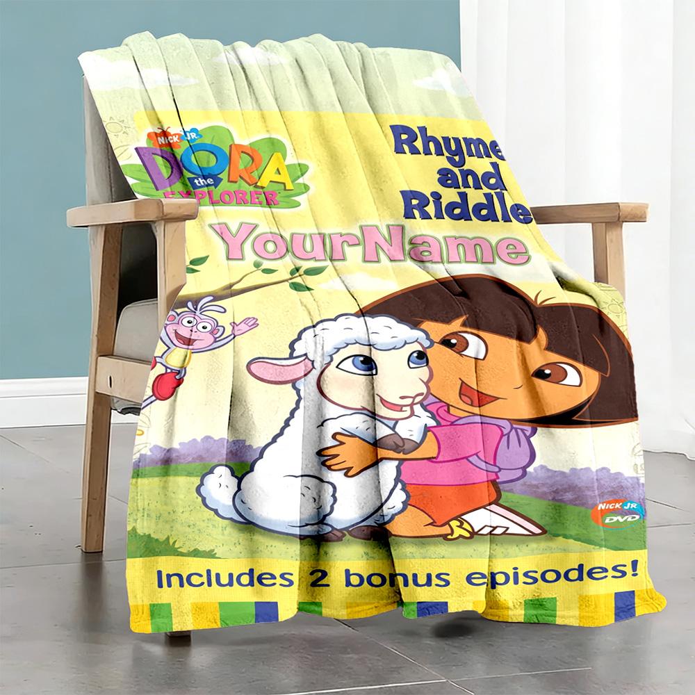 Dora Explorer Customize Text Blanket Gift Customizable Blanket Durable Comfort Versatile for Living Room Picnics Home Decor Bed for All Occasions