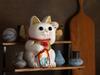 Lucky Cat Mount Fuji Left Paw Raised Ceramic Lucky Cat Maneki Neko Fujiyama Lucky Feng Shui Figurine with Offering Box (L-SIZE White) / - (fj_L White)