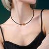 [KOAI] 2mm Cut Black Tourmaline Citrine Heart Necklace for Women