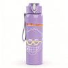 1PC Yellow sunglass minimal graphic print 750ml colorful plastic sports water bottle leakproof pop up lid with straw for outdoor work home use