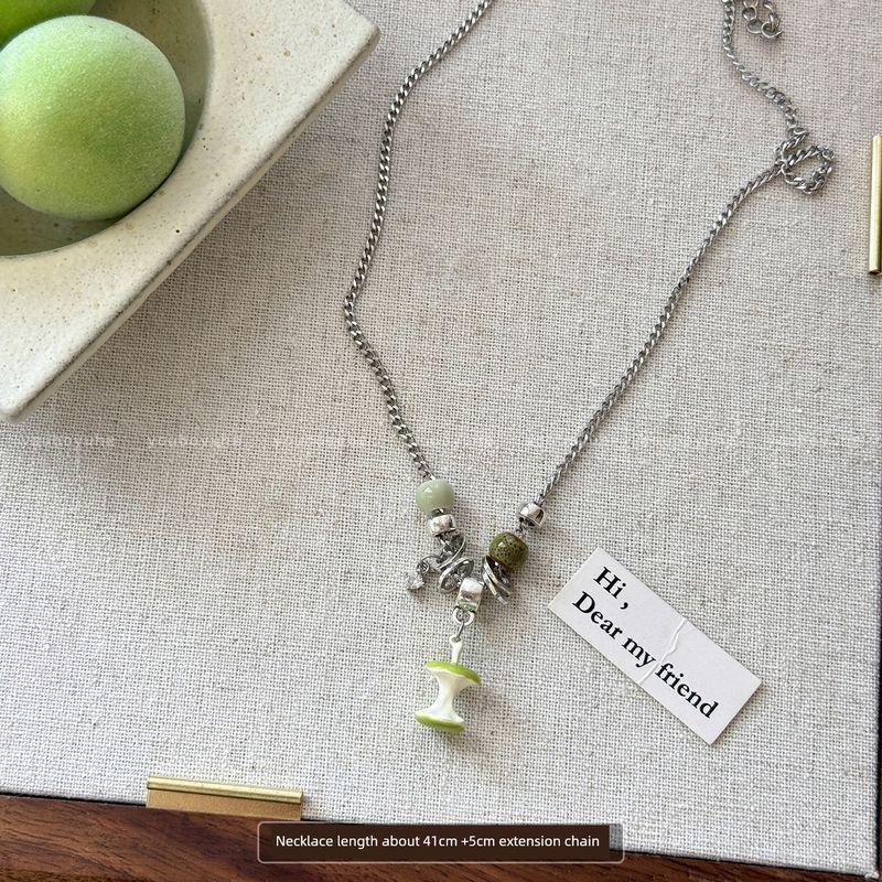 

Милые Забавные Серьги-пусеты в виде Зеленого Яблока для Женщин Нишевый Стиль Уникальные Стильные Серьги Мори Летние Серьги-клипсы для Непроколотых Ушей Green Apple Nuclear Necklace