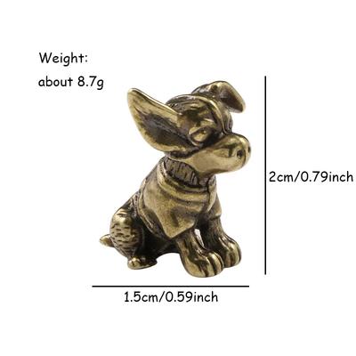 Retro Messing Frecher Welpe Miniatur Ornament Schreibtisch Büro Dekoration Niedliches Tierkreiszeichen Chihuahua Hund Figur Statue Souvenirs