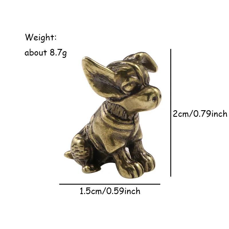 Retro Brass Naughty Puppy Miniature Ornament Deskop Office Decoration Cute Zodiac Animal Chihuahua Dog Figurine Statue Souvenirs