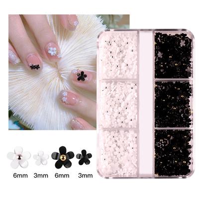 6 Grid Nail Art Jewelry Three-Dimensional Abs Resin Five-Petal Flower Nail Art Jewelry Mixed Color Mixed