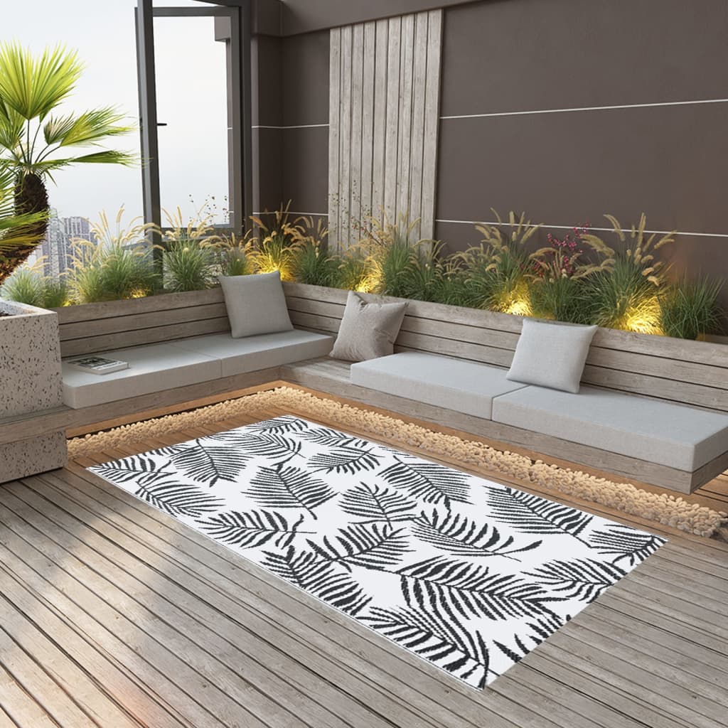 vidaXL Outdoor-Teppich ARAKIL Weiß und Schwarz 190x290 cm PP anti-blitz weiße