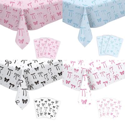 Bow Theme Party Supplies Bow Tablecloth Party Decoration Arrangement Props Tablecloth Atmosphere Tablecloth