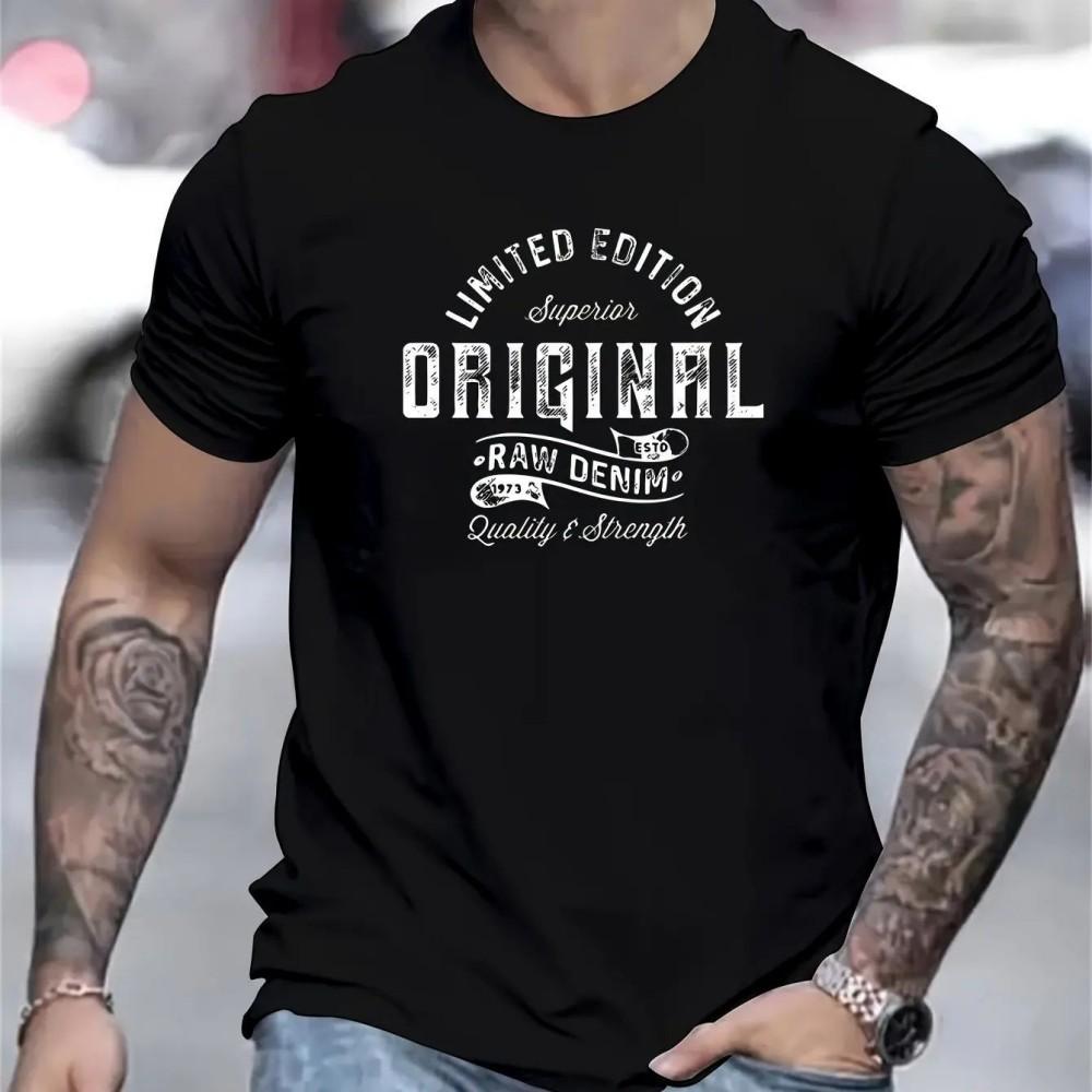 European and American men s summer personalized letter print soft and breathable round neck T-shirt outdoor urban casual top XL