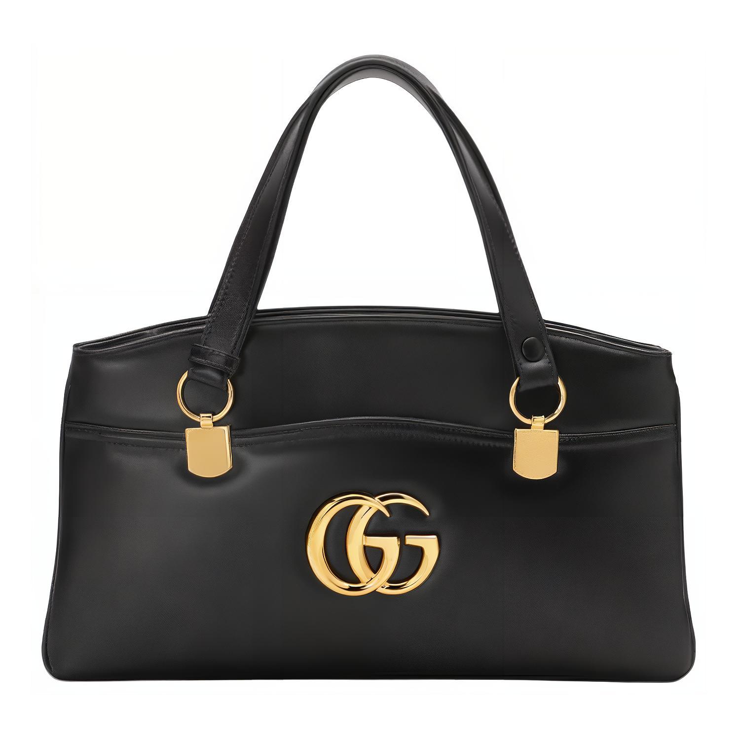 

Gucci Arli Logo Double G Solid Color Large Capacity Leather Tote Bag Unisex Tote Bags Black 550130-0V10G-1000 Gift Set(Basic Set+Box+Shopping Bag)