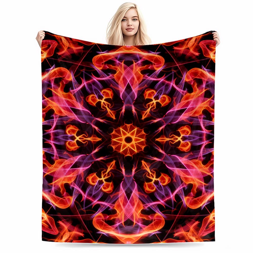 Abstract Fire and Smoke Pattern Blanket - Colorful Design Blanket, Suitable for Use In the Bedroom, Living Room, On the Sofa