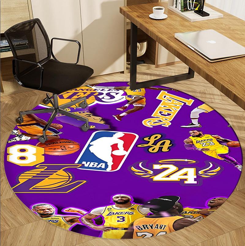 Kulatá rohožka se vzorem NBA, Vnitřní/Venkovní podložka, na piknik, do herny, ložnice, kanceláře, obývacího pokoje, Koberec pro domácí dekoraci, Dárek k narozeninám
