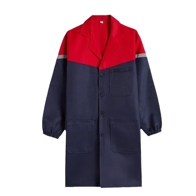 Custom Blue Color Block Workwear Coat: Durable, Wear-Resistant, Cotton Uniform for Movers and Warehouse Use