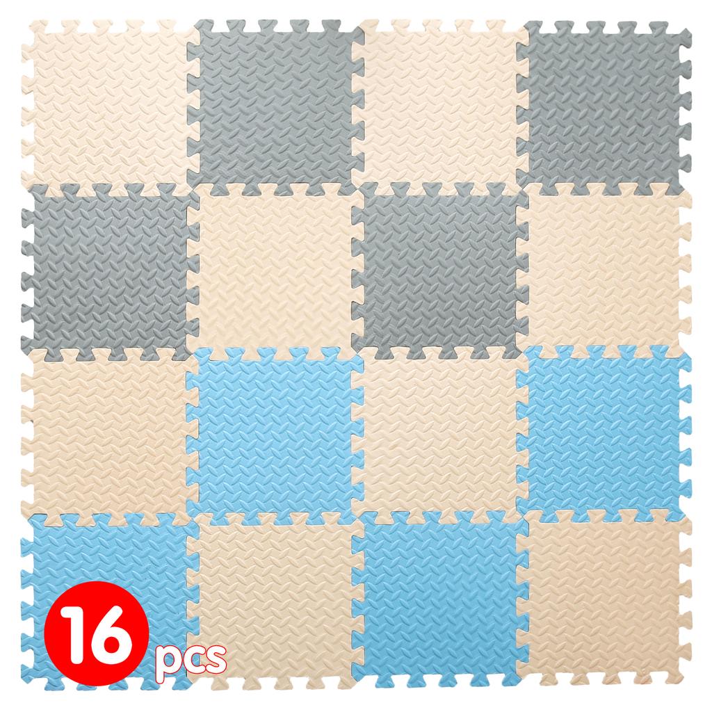 0,4 Zoll / 16 Stück Dicke Quadratische Puzzlematte, 30*30cm EVA-Schaumstoff Baby-Spielmatte für Aktivitäten im Kinderzimmer, Rot/Gelb/Blau/Grün