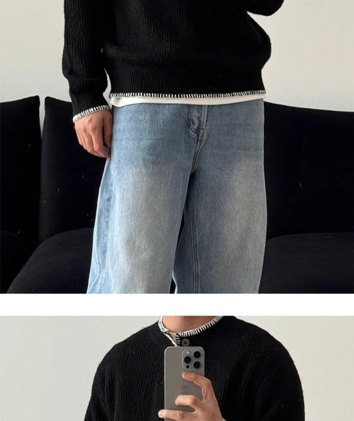 Men's Cleanfit Henley Collar Knit Sweater - Autumn/Winter High-End, Casual Base Layer