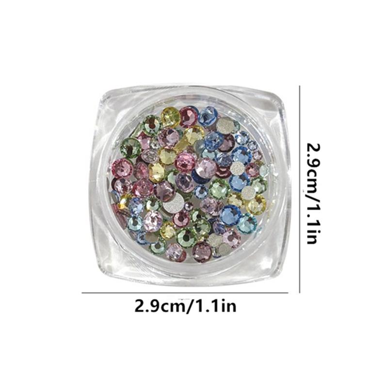 100 Pcs Sparkle Glitter Colorful Mini Nail Crystal Diamonds Round Flat Bottom Nail Art Rhinestones Decoration Manicure Charms