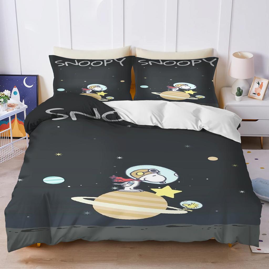 Snoopy Couple Bedding Set Duvet Cover Twin Size Sets 100% Polyester 3d Children'S Bedding Set 3-Piece 1 Quilt Cover