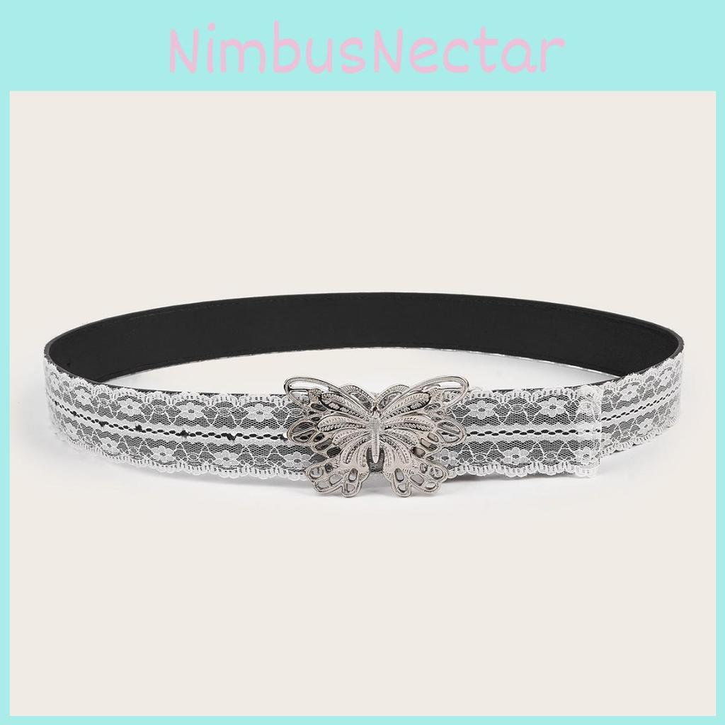 Womens Belt With Butterfly Buckle And Lace Decor For Casual Fashion