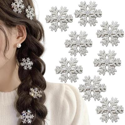 Super Flash High-end met Diamanten Bezette Kerst Sneeuwvlok Haarspeld Vol Diamanten Metalen Pony Clip Haarspeld Haaraccessoires