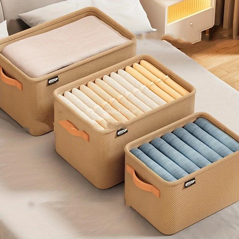 3pcs Clothes Storage Bags Portable Household Clothing Organizer Home Foldable Dust-proof Quilt Storage Container Storage Box