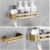 Bathroom Organizer Shelf Shower Caddy Shampoo Holder with Removable Hooks Rustproof Antique Brass Color