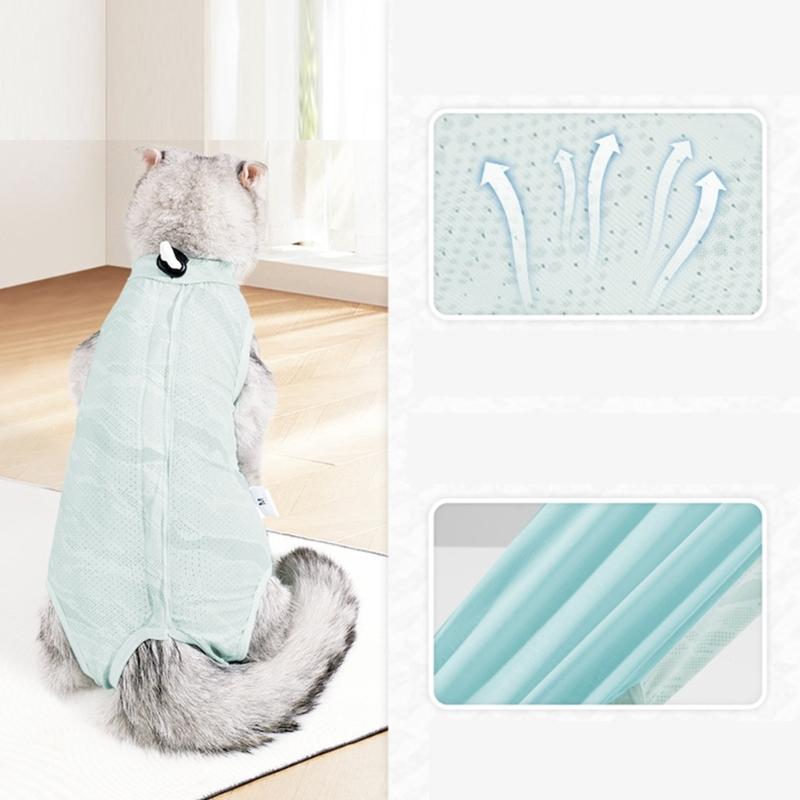 Cats Recovery Suit Breathable Kitten Bodysuit for Post Operations and Spay Care Anti Lick Abdominal Wound Protective