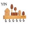 Hat And Scarf Rack Wooden Key Holder with 6 Metal Hooks, Wall Mounted Storage Modern Wood Organizer Rack, Dual Installation Ways for Entryway Kitchen