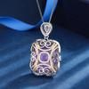 Jewelry Copper Bottom Gold-Plated Simulation Violet Heavy Industry Luxury Inlaid Square 20 * 23 Pendant Necklace