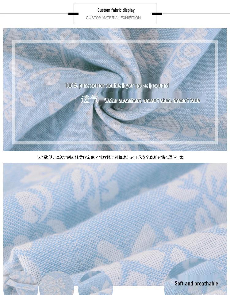 Pure Cotton Double-Layer Bathrobe - Breathable, Absorbent Unisex Sleepwear for All Seasons