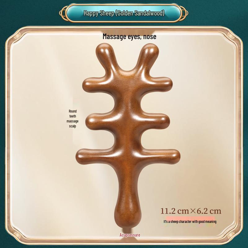 Sandalwood Antler Massager: Five-Claw Scalp Therapy Comb