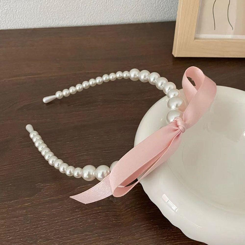 

Y2K Hair Hoop Bow Pearl Hairband Korean Style Headband Hair Accessories Balletcore Hair Clip