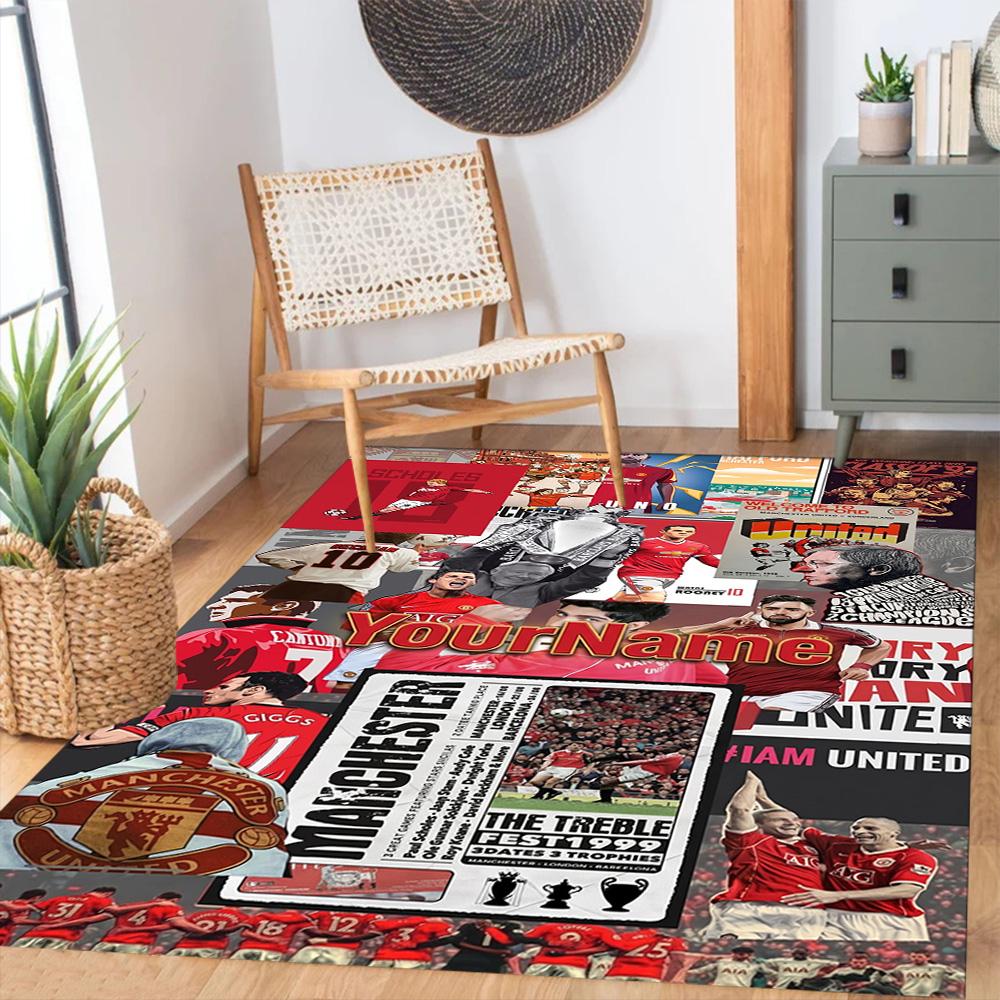 Manchester Personalized Text Carpet Perfect for Outdoor Foyer Game Room Hallway Antislip Carpet Anime Office Decor Birthday/Christmas Gift