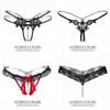 Women's Plus Size Sexy Lace-up Open Crotch Thong Transparent Low-Rise Lingerie with Lace Trim