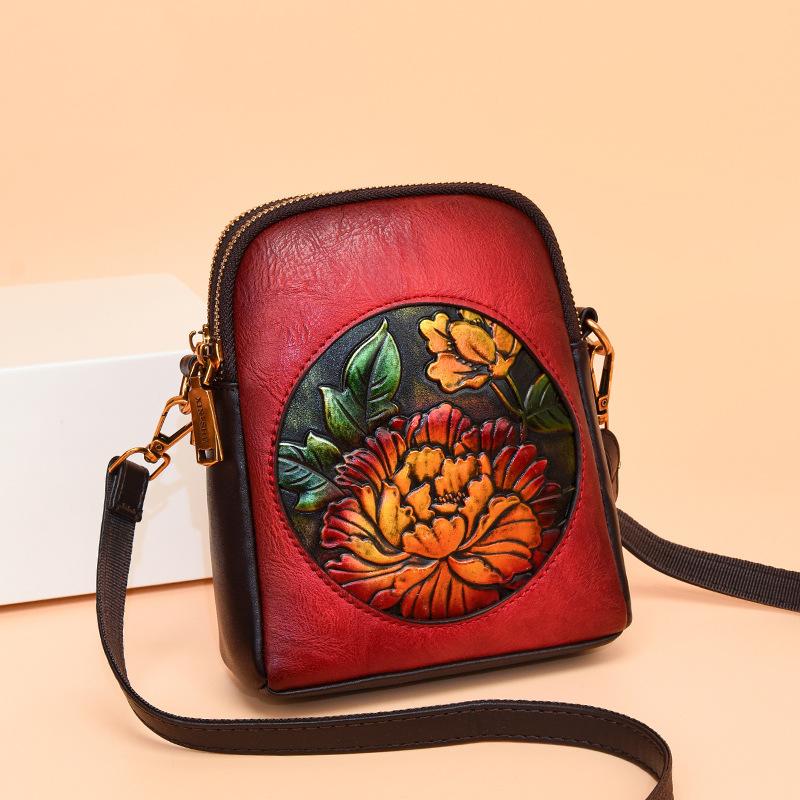 Chinese Ethnic Style Handbag for Women, Versatile and Casual, Suitable for Middle-aged and Elderly Mothers. One Shoulder Diagonal Cross Phone Bag