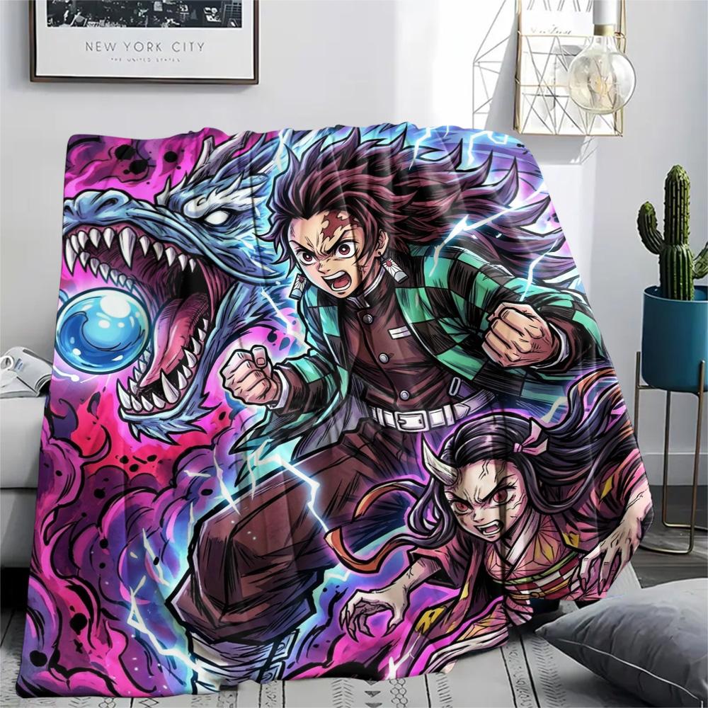 Demon Slayer Tanjiro Print Flannel Blanket, Ultra Soft High Quality All Seasons Warm Throw, Home Decor Cozy Blanket, Perfect Christmas Gift