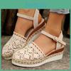 Beach Summer Large Size Sandals New Thick Bottom Hemp Rope Lace Casual Sandals Women