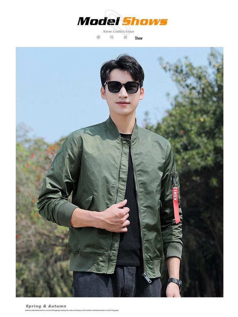 MA1 Men's American Style Baseball Jacket - Casual, Plain, Outdoor Spring/Autumn Flight Outerwear