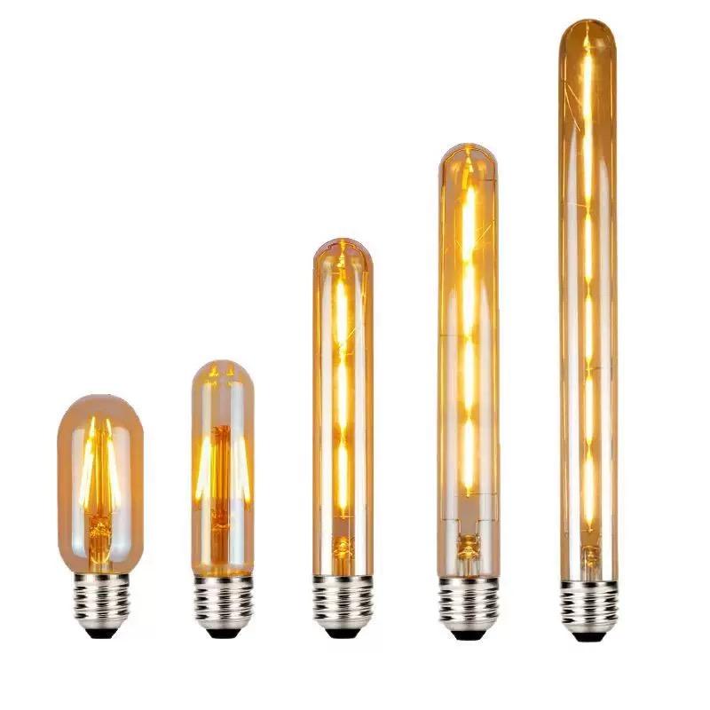 LED Bulb T45 T125 T185 T225 T300 4W 6W 8W 220V Filament E27 Golden 2700K Strip Lamp Base Flame Shape Lamps For Chandelier Light