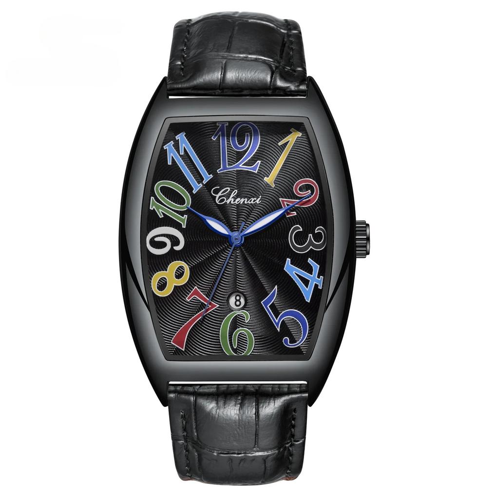 Men Calendar Watch Luminous Business Leather Strap Quartz Wristwatch