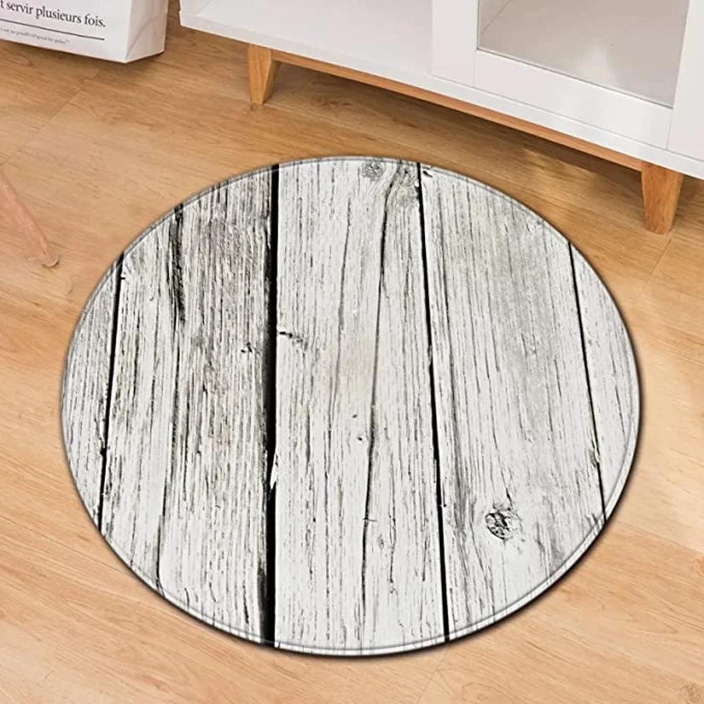 Wood Grain Round Carpet Soft Circle Area Rug Non-Slip Living Room Coffee Table Sofa Floor Mat Bedroom Hanging Basket Chair Mats