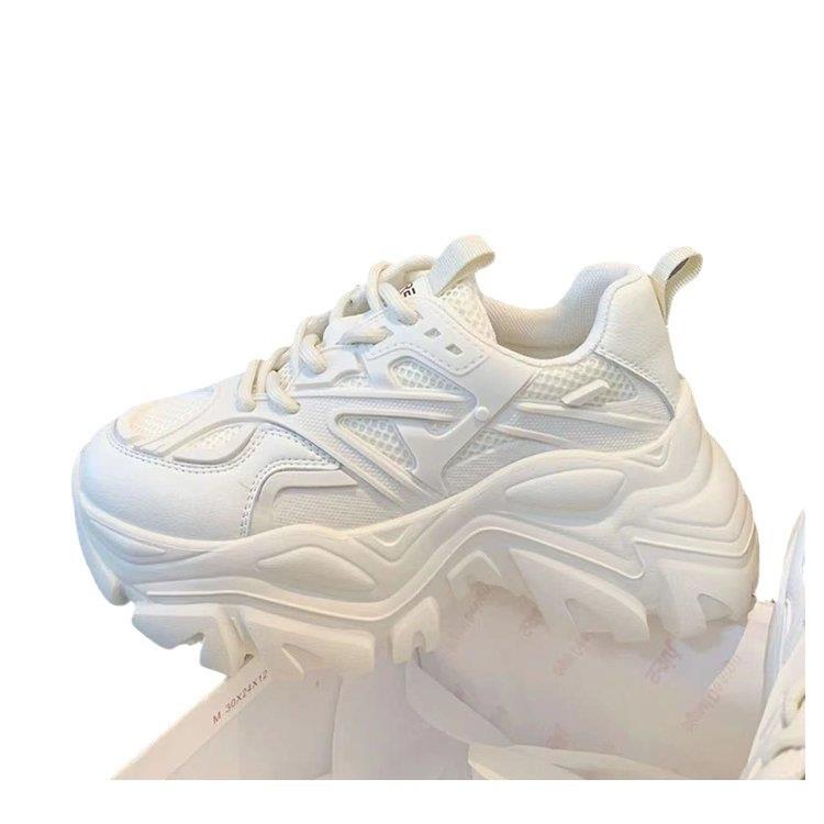 Fried Street Platform Daddy Shoes Women's Breathable Mesh 2025 Spring New Black Versatile Casual Sneakers ins Tide