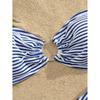 Sexy Blue Striped Bikini Women Front Ring Bandeau Push Up Thong Swimsuit Summer Bathing Suit Two Piece Swimwear Biquini
