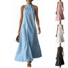Women Summer Beach Casual Off Shoulder Sleeveless Cross Style Maxi Dress Lightweight Loose Fit Long Dress for Outdoor