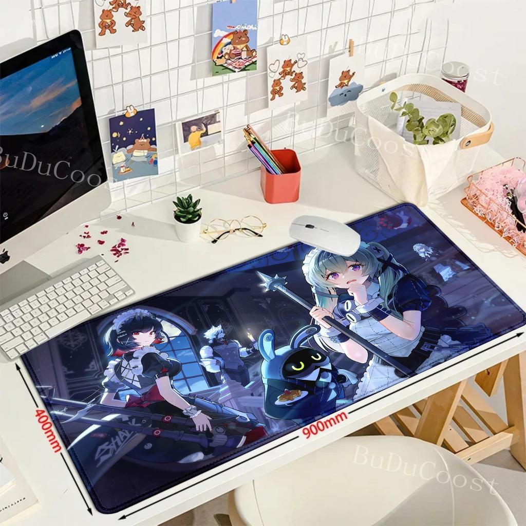 Game Zenless Zone Zero Teclado Mousepad Gaming Speed Keyboard Pads Mouse Pad XXL Rubber Carpet Locked Edge Mouse Mat 900x400mm