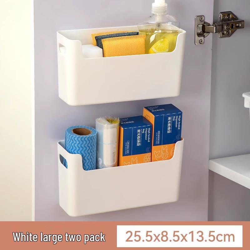 Wall-Mounted Kitchen Cabinet Door Storage Rack & Cling Film Organizer