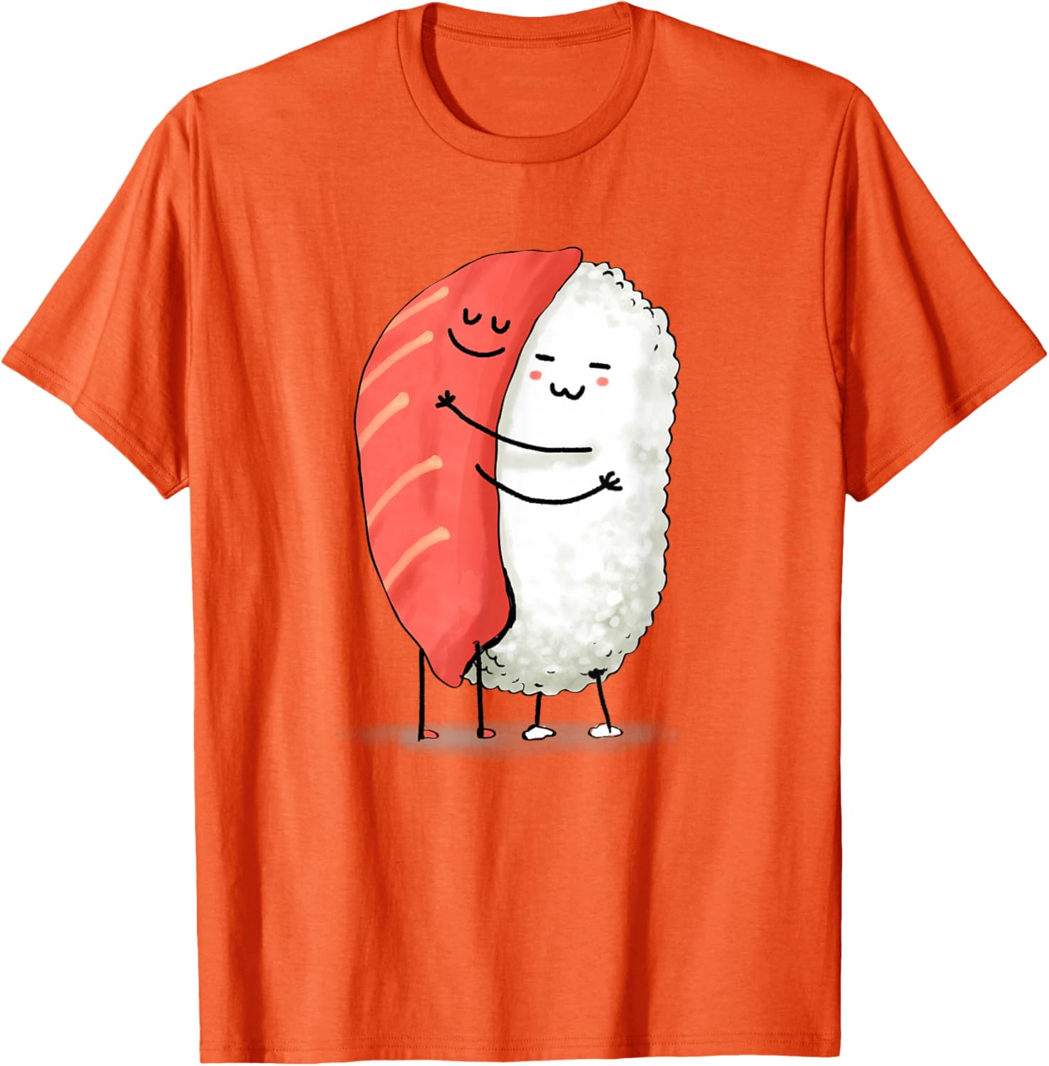 

Sushi Hug Couple Funny Nigiri Rice Cartoon Graphic Tee Soft Cotton Casual T-Shirt for Unisex 4XL
