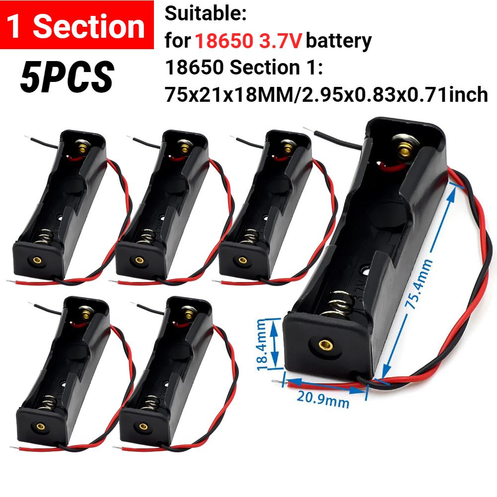

5Pcs 1 2 3 4 Slot Plastic 18650 Battery Case Holder with Wire Lead DIY Batteries Clip Holder Container for 18650 3.7V Battery