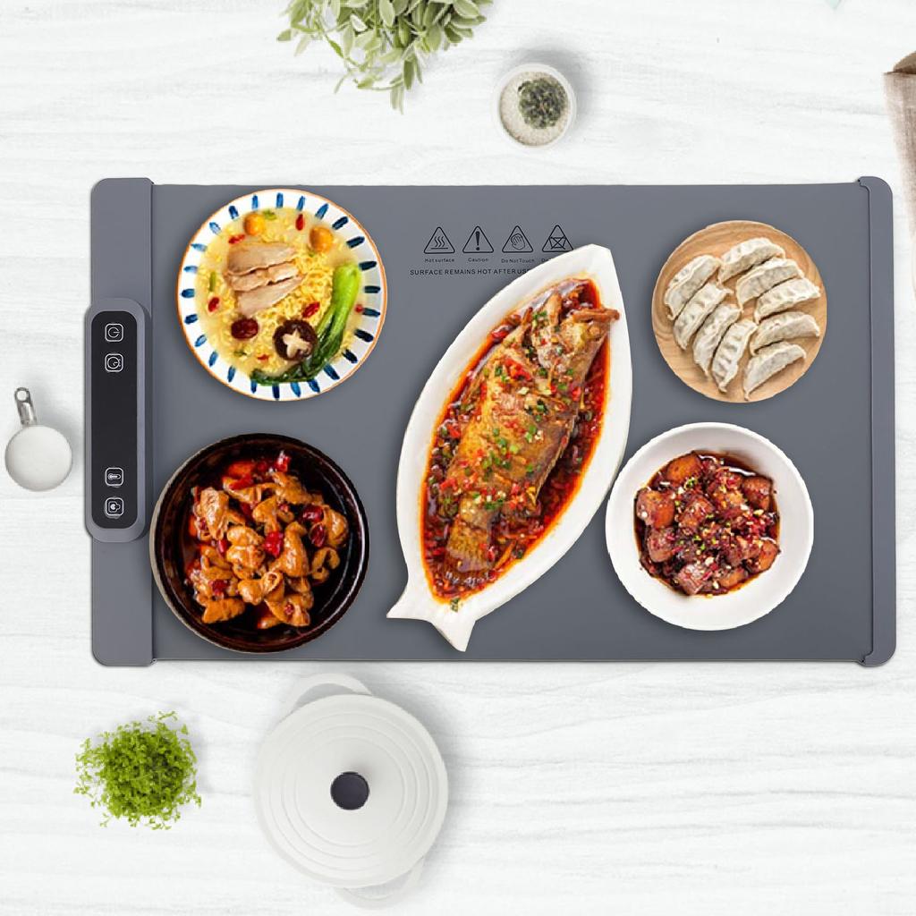 Electric Warming Tray Full   Heating Rollable Portable Silicone 3 Temperature Settings Versatile Food Warmer 60 degrees C-100 degrees C for Gath